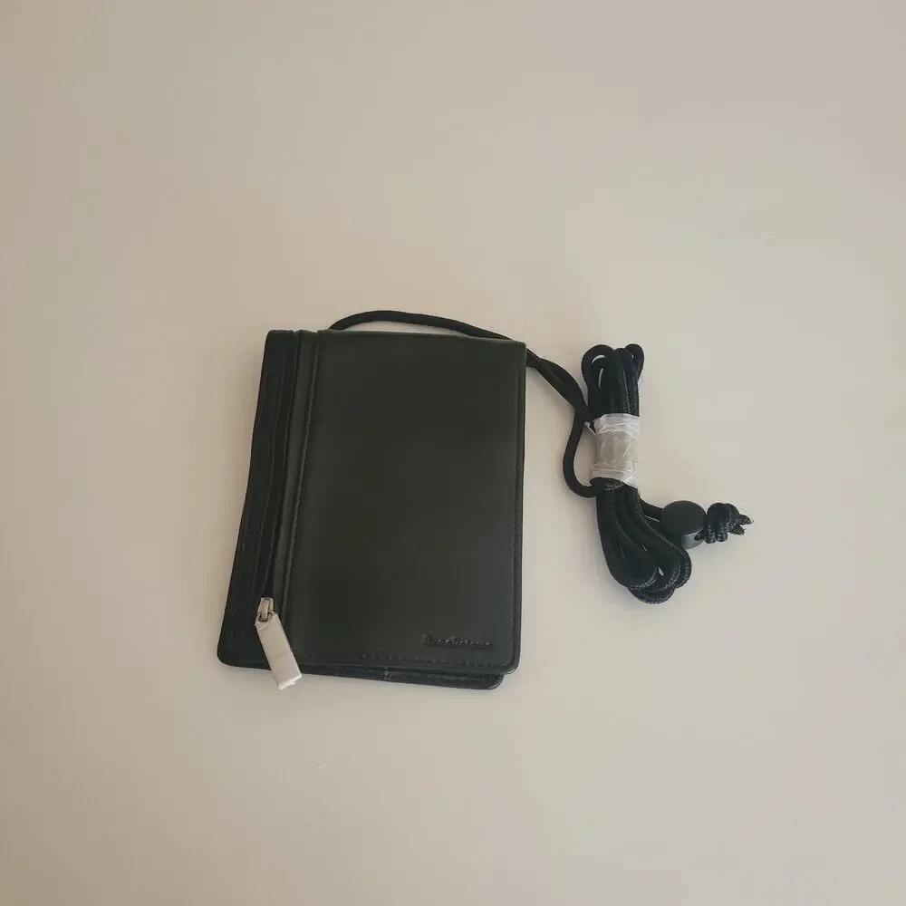 Brookstone black leather bifold wallet RFID-blocking feature New